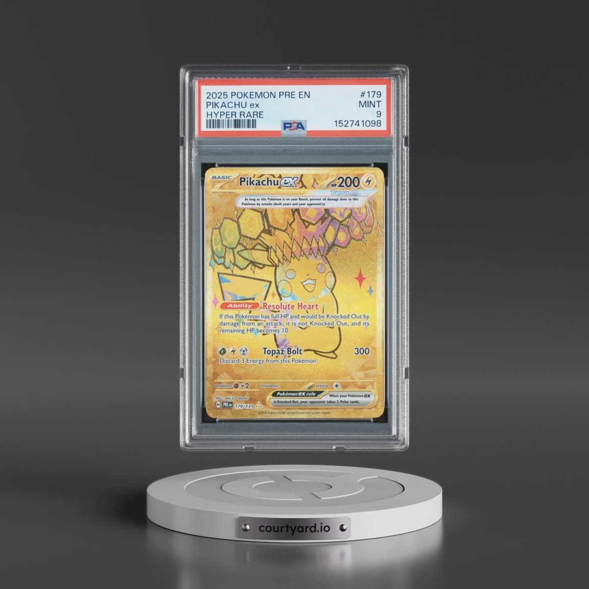 2025 Pokémon Pre EN-Prismatic Evolutions #179 Pikachu EX - Holo Hyper Rare (PSA 9 MINT)