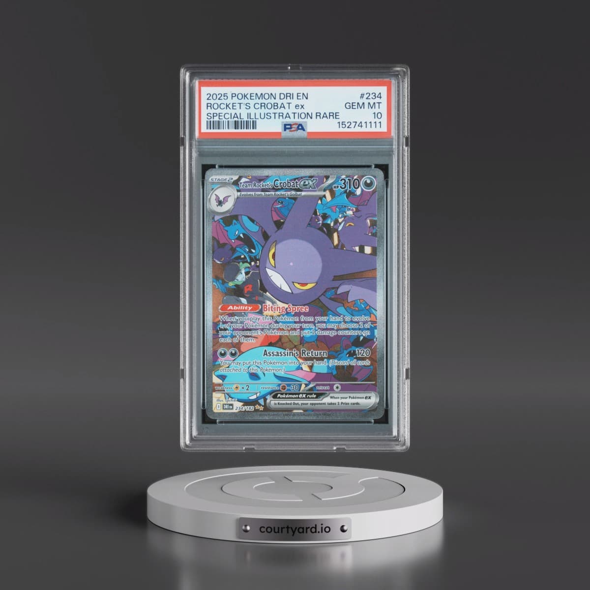 2025 Pokémon Dri EN-Destined Rivals #234 Team Rocket's Crobat EX - Holo Special Illustration Rare (PSA 10 GEM MINT)