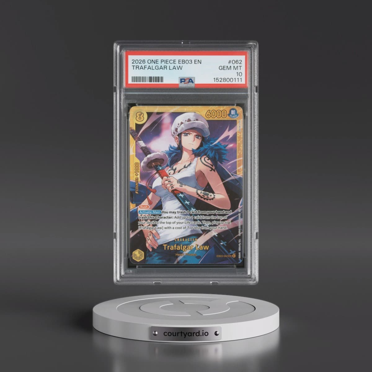 2026 One Piece EB03-Extra Booster -One Piece Heroines Edition #062 Trafalgar Law (PSA 10 GEM MINT)