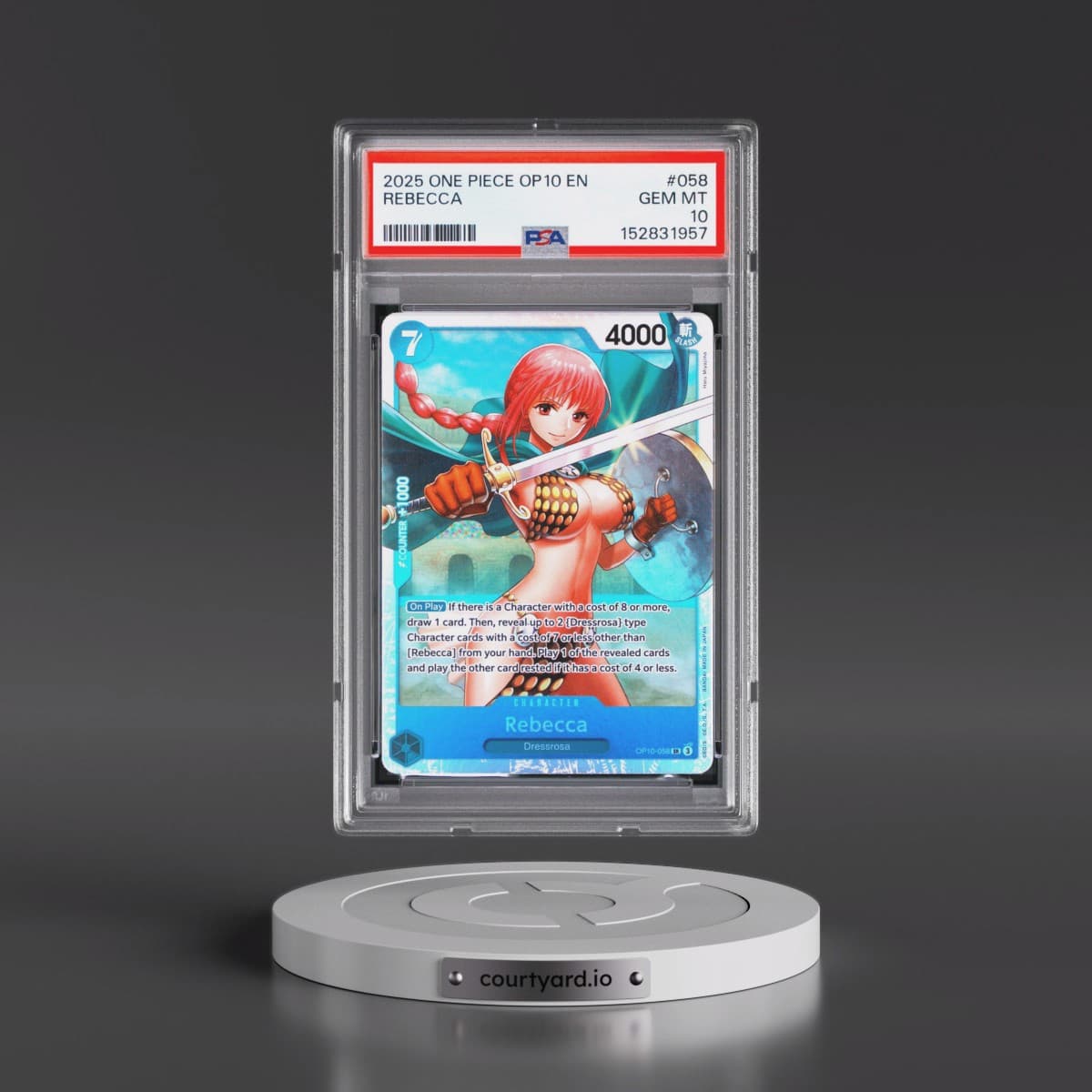 2025 One Piece OP10-Royal Blood #058 Rebecca (PSA 10 GEM MINT)