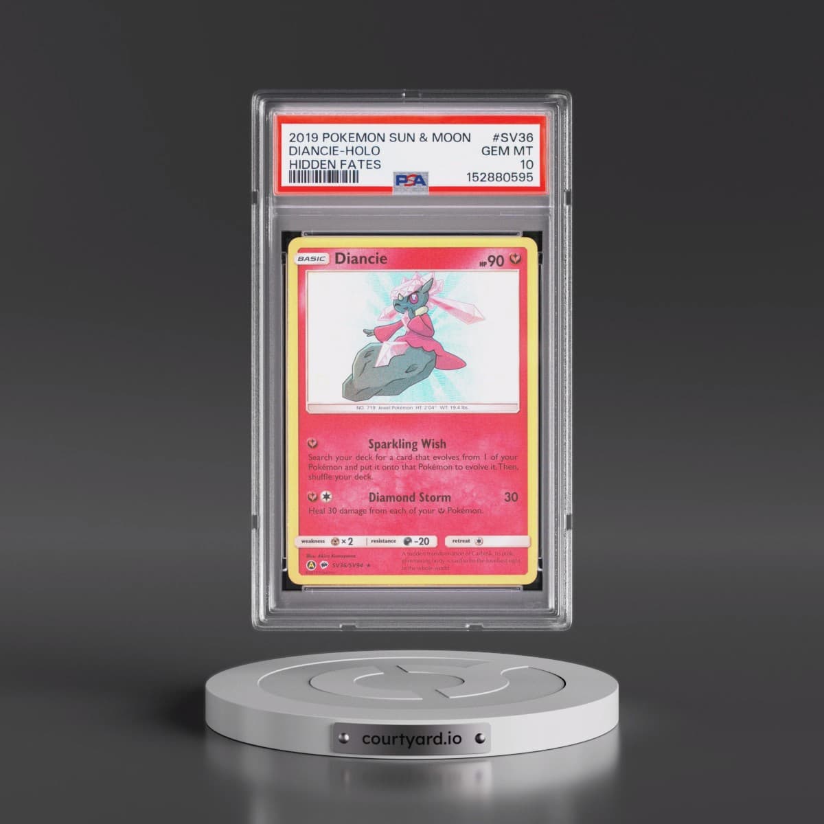 2019 Pokémon Sun & Moon Hidden Fates #SV36 Diancie - Holo (PSA 10 GEM MINT)