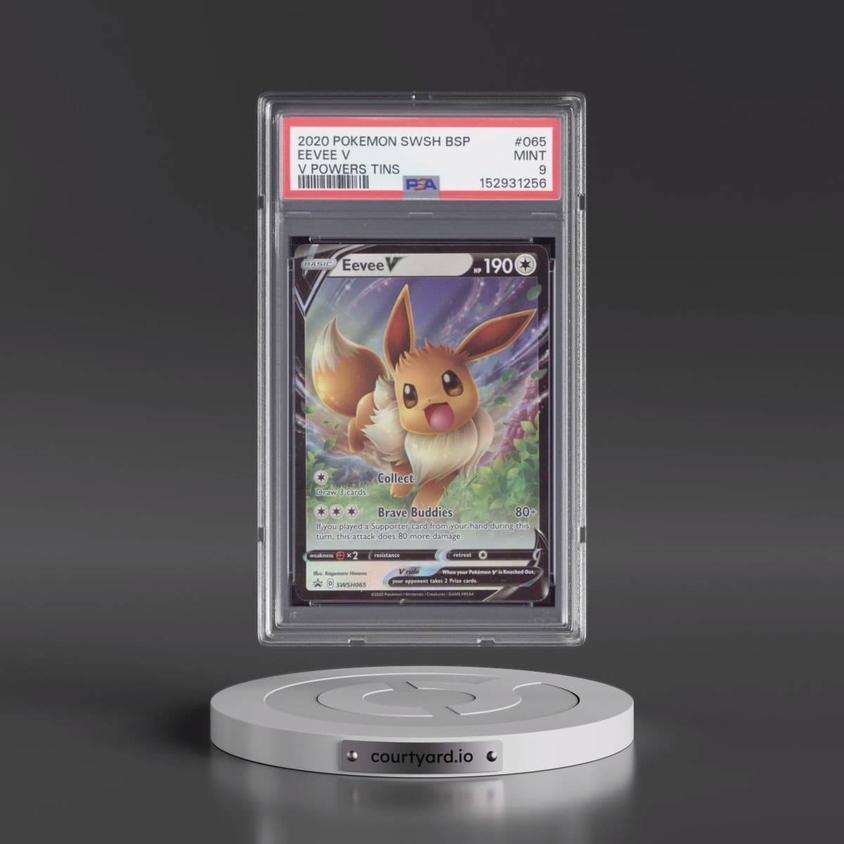 2020 Pokémon Swsh Black Star Promo #065 Eevee V - Holo V Powers Tins (PSA 9 MINT)