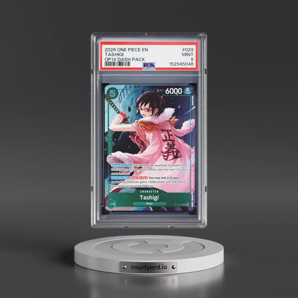 2026 One Piece the Azure Sea's Seven Dash Pack #029 Tashigi (PSA 9 MINT)