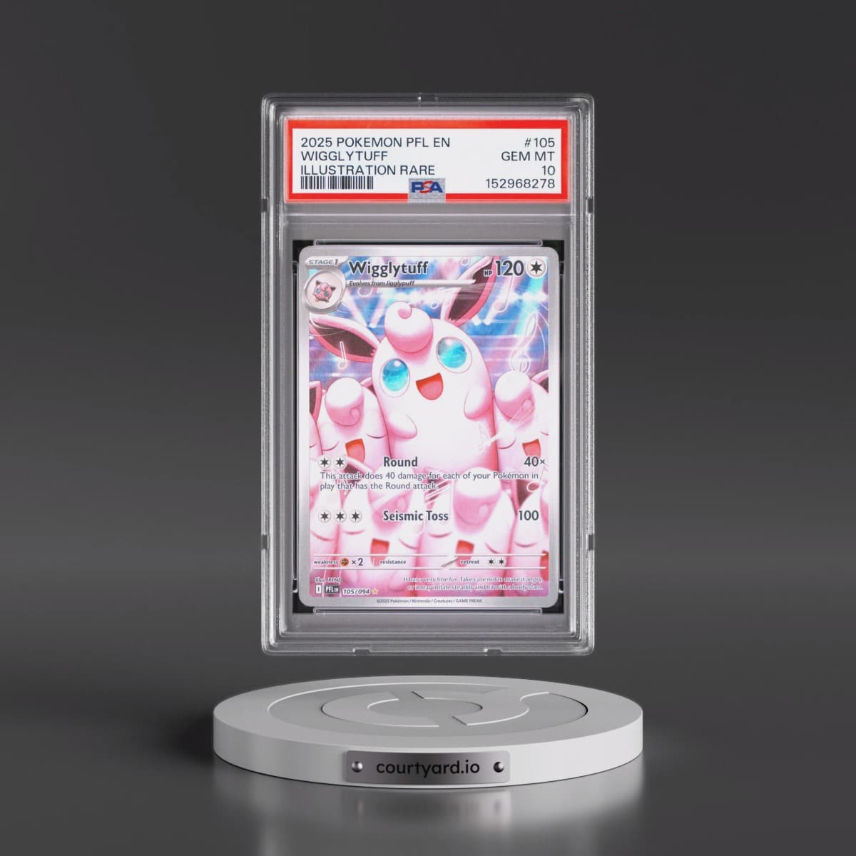2025 Pokémon Pfl EN-Phantasmal Flames #105 Wigglytuff - Illustration Rare (PSA 10 GEM MINT)