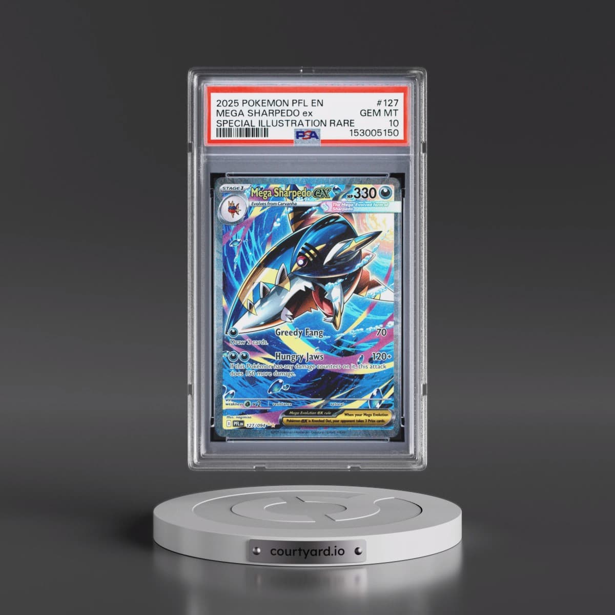 2025 Pokémon Pfl EN-Phantasmal Flames #127 Mega Sharpedo EX - Holo Special Illustration Rare (PSA 10 GEM MINT)