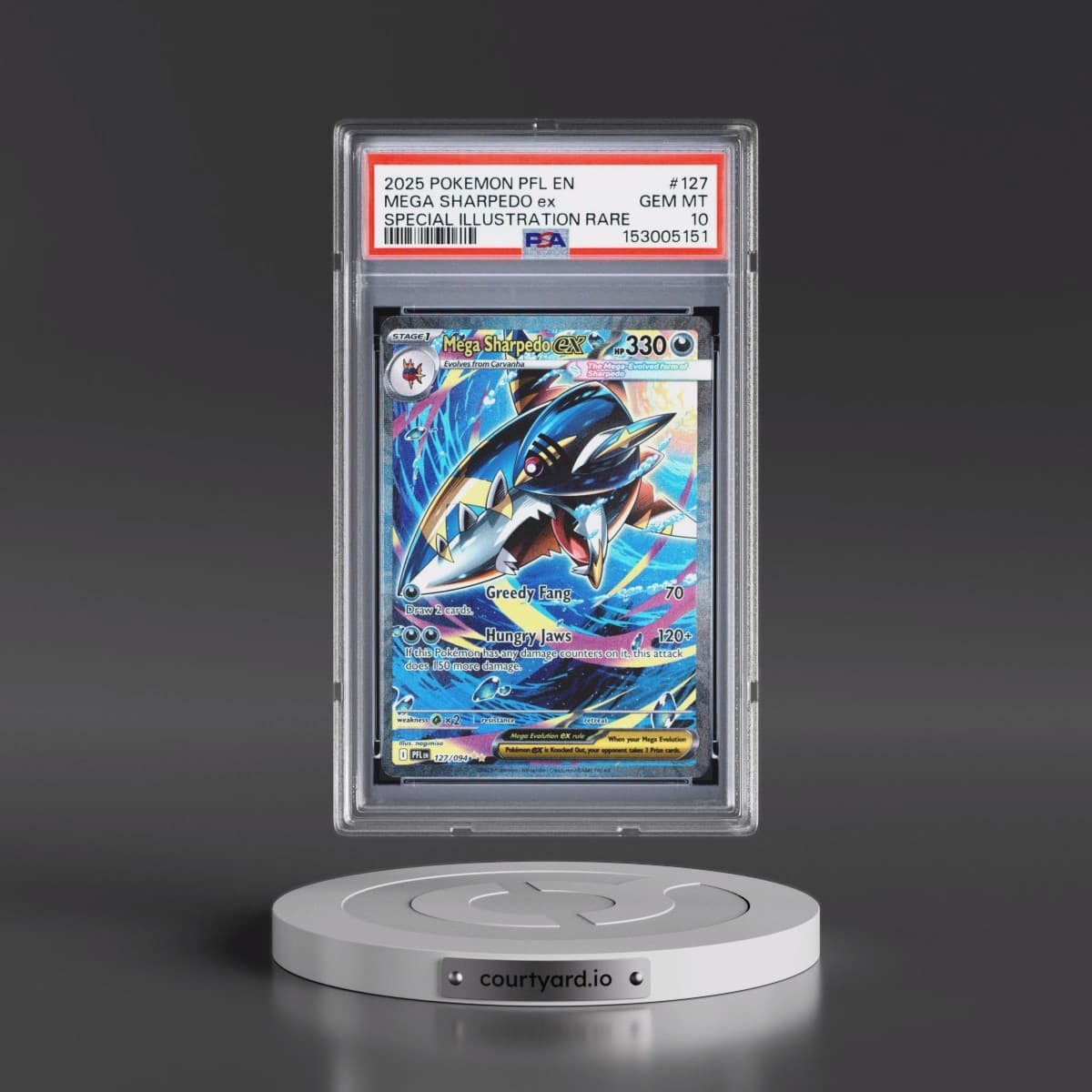 2025 Pokémon Pfl EN-Phantasmal Flames #127 Mega Sharpedo EX - Holo Special Illustration Rare (PSA 10 GEM MINT)