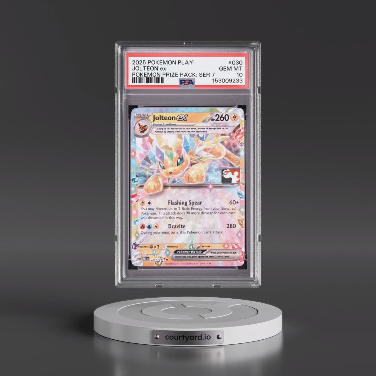 2025 Pokémon Play! Pokémon Prize Pack: Series 7 #030 Jolteon EX - Holo (PSA 10 GEM MINT)