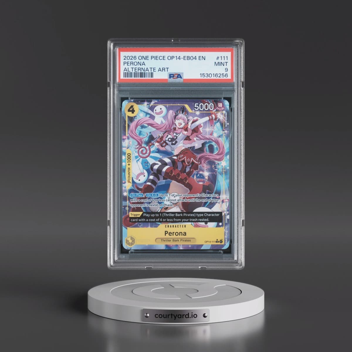 2026 One Piece OP14-EB04-the Azure Sea's Seven #111 Perona - Alternate Art (PSA 9 MINT)