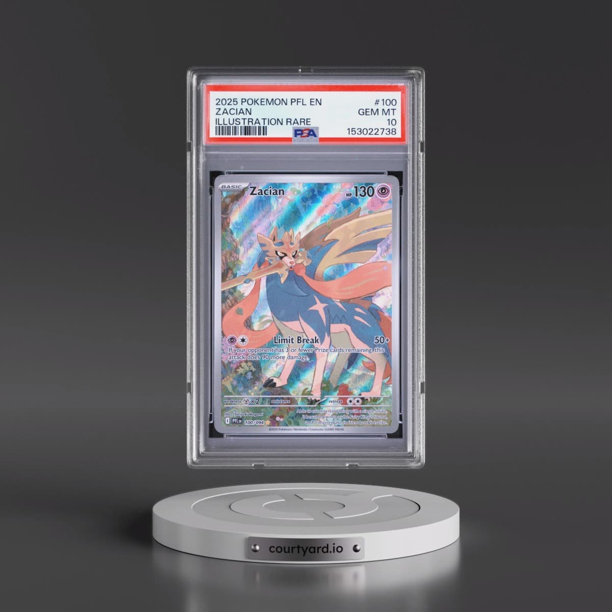 2025 Pokémon Pfl EN-Phantasmal Flames #100 Zacian - Illustration Rare (PSA 10 GEM MINT)