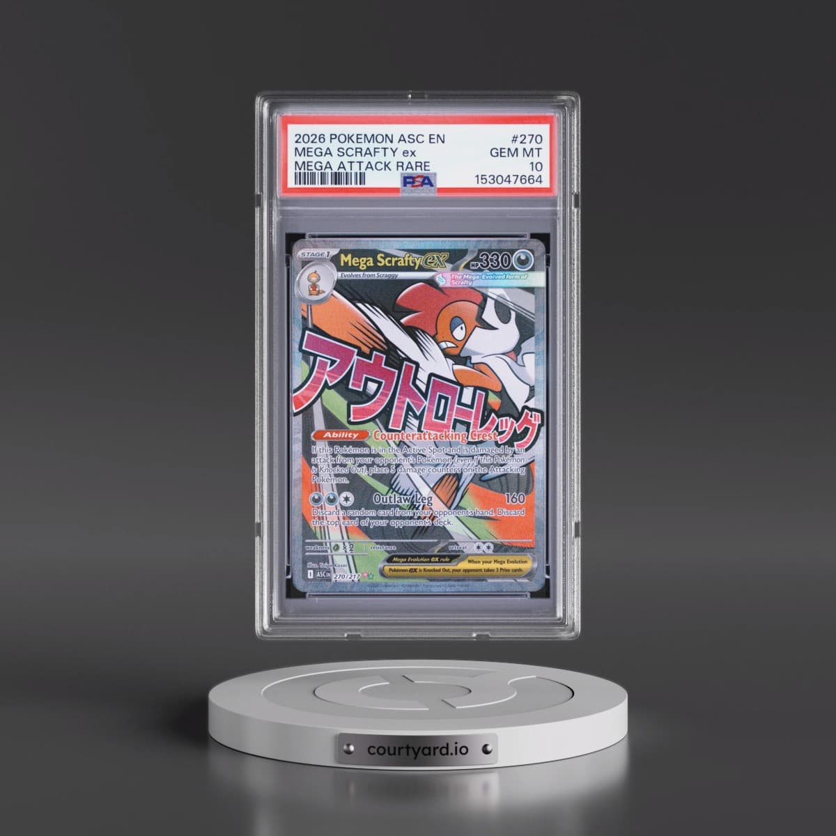 2026 Pokémon Asc EN-Ascended Heroes #270 Mega Scrafty EX - Holo Mega Attack Rare (PSA 10 GEM MINT)