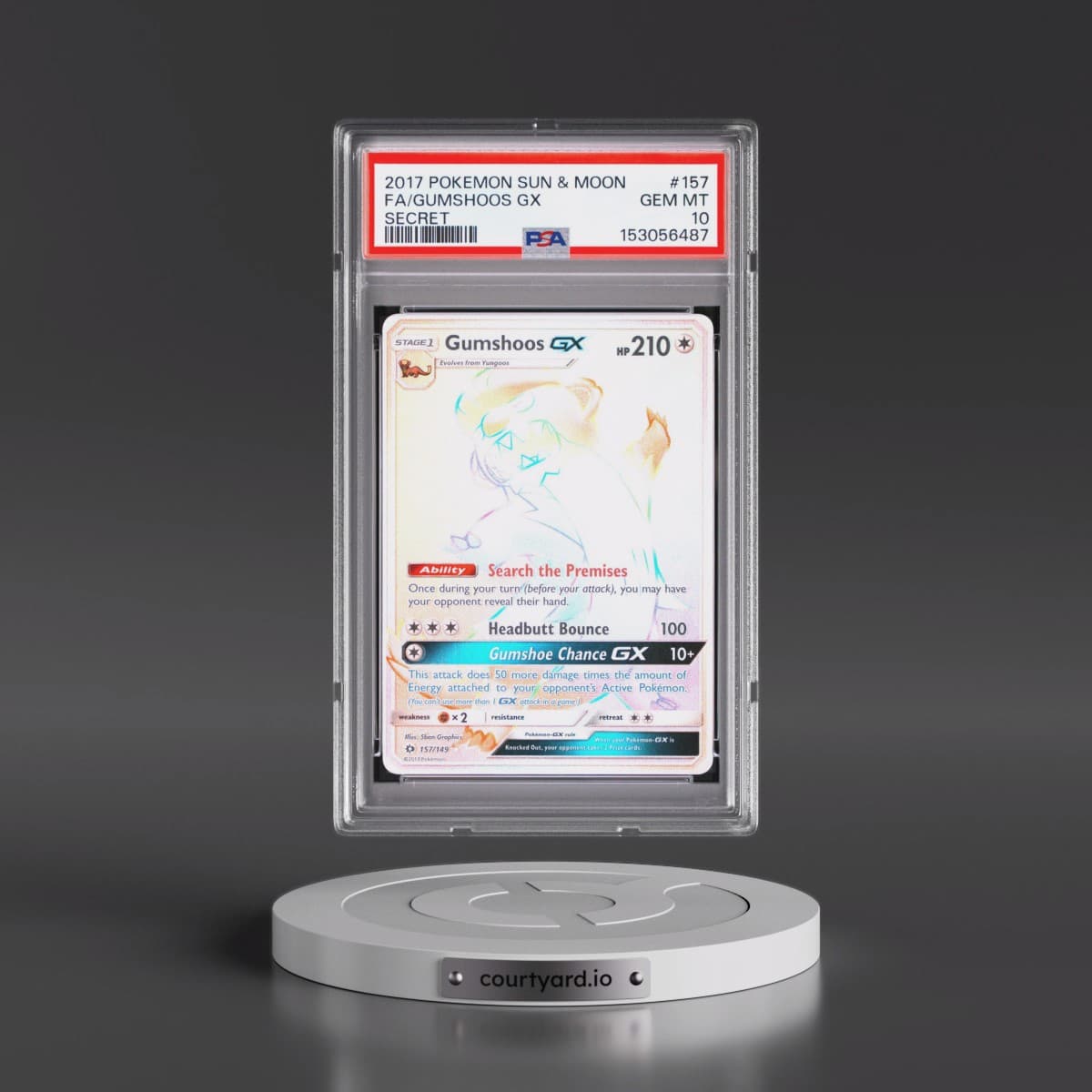 2017 Pokémon Sun & Moon #157 Gumshoos GX - Holo Full Art Secret (PSA 10 GEM MINT)