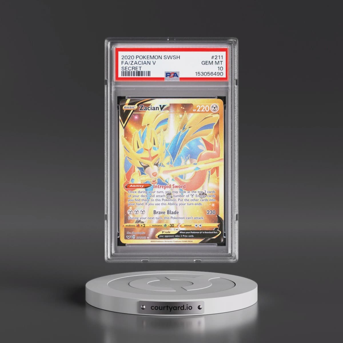 2020 Pokémon Sword & Shield #211 Zacian V - Holo Full Art Secret (PSA 10 GEM MINT)