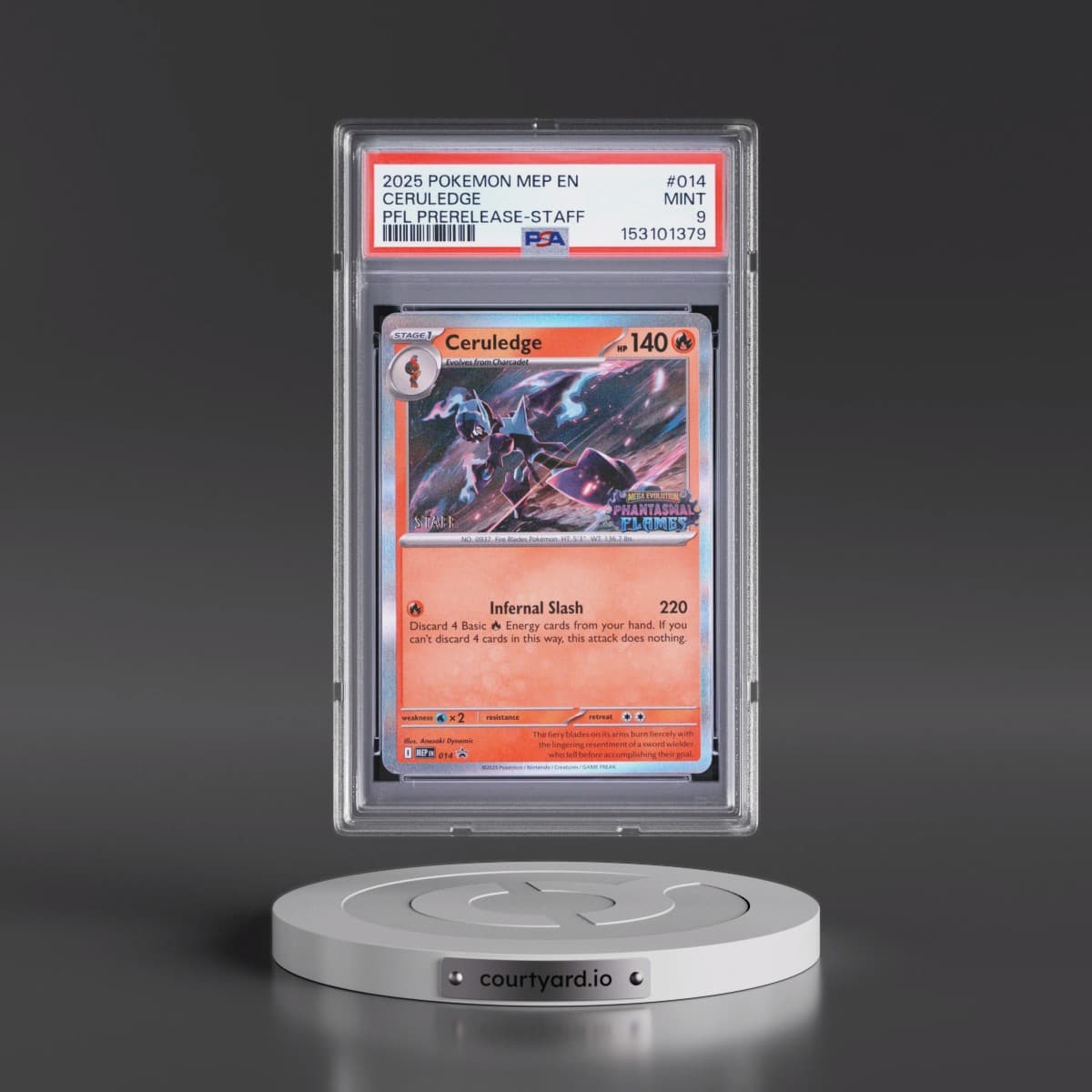 2025 Pokémon Mep EN-Me Black Star Promo #014 Ceruledge - Phantasmal Flames Prerelease-Staff (PSA 9 MINT)