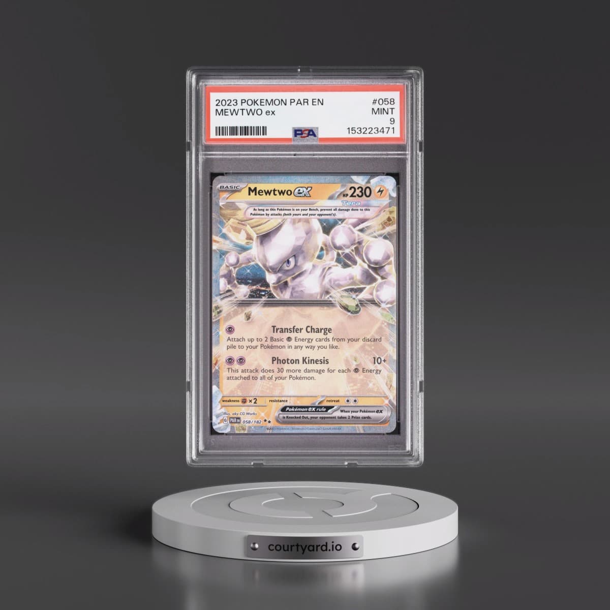 2023 Pokémon Par EN-Paradox Rift #058 Mewtwo EX - Holo (PSA 9 MINT)