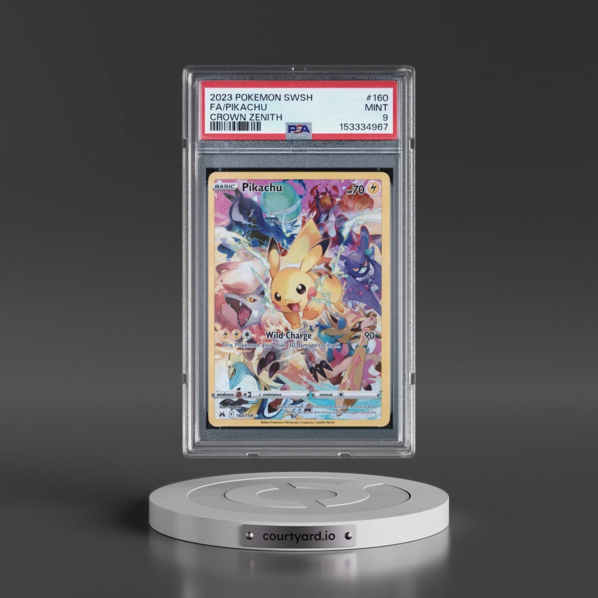 2023 Pokémon Sword and Shield Crown Zenith #160 Pikachu - Full Art (PSA 9 MINT)