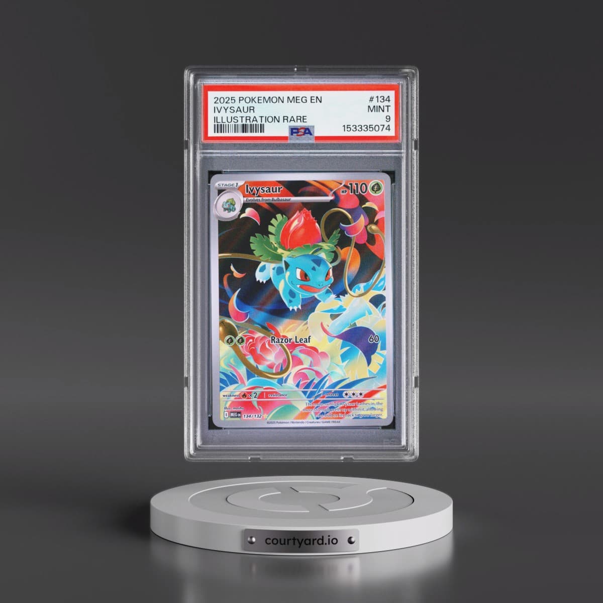 2025 Pokémon Meg EN-Mega Evolution #134 Ivysaur - Illustration Rare (PSA 9 MINT)