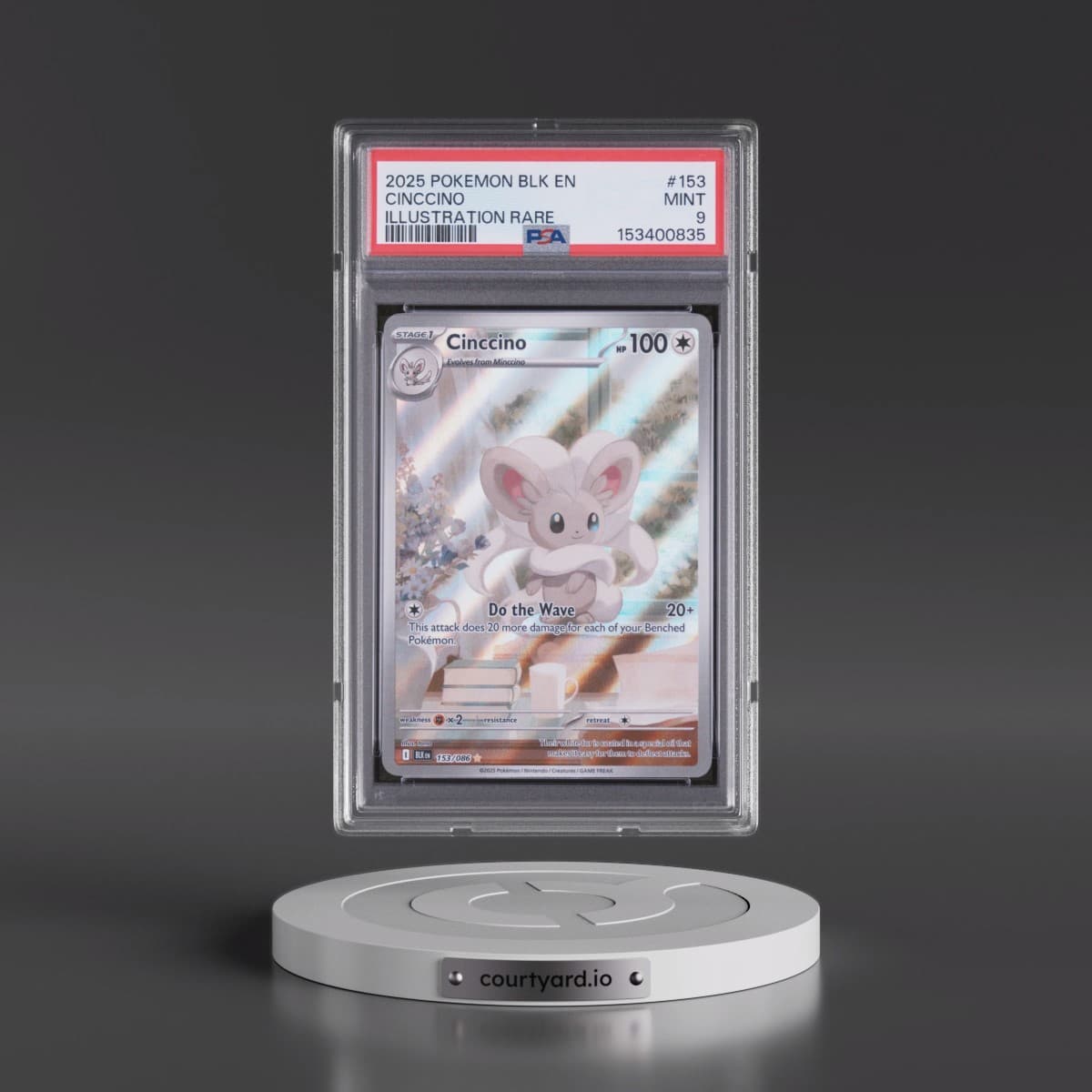 2025 Pokémon Blk EN-Black Bolt #153 Cinccino - Illustration Rare (PSA 9 MINT)