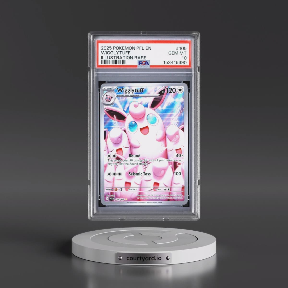 2025 Pokémon Pfl EN-Phantasmal Flames #105 Wigglytuff - Illustration Rare (PSA 10 GEM MINT)