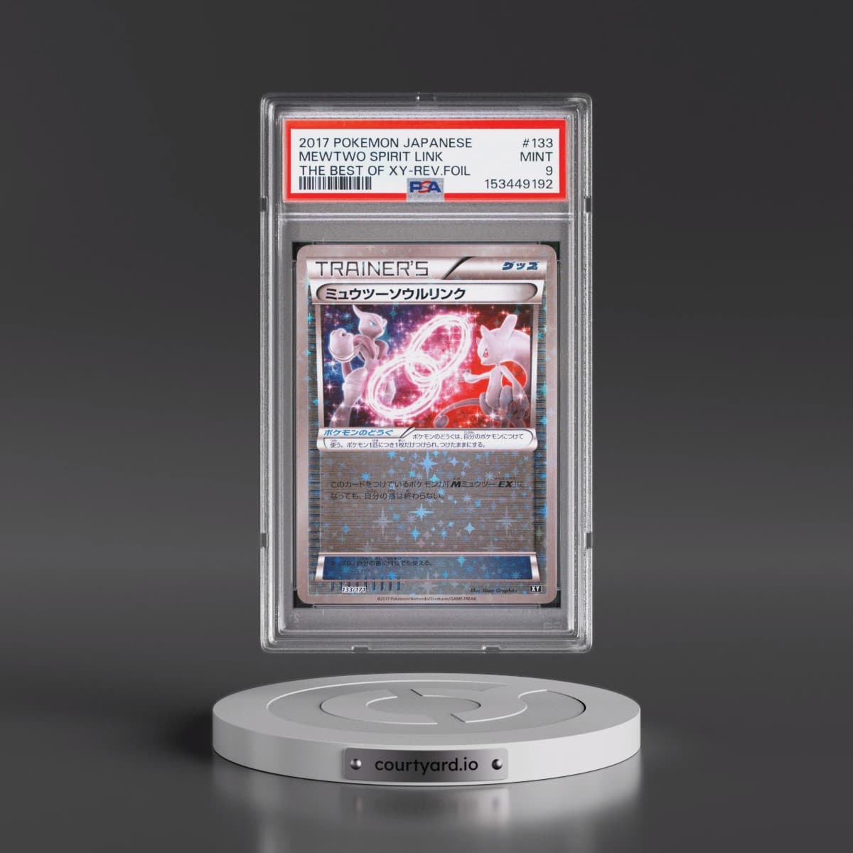 2017 Pokémon the Best of XY #133 Mewtwo Spirit Link - Reverse Foil (PSA 9 MINT)