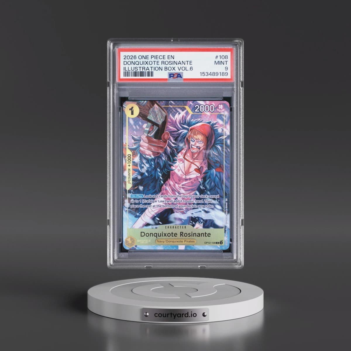 2026 One Piece Promos #108 Donquixote Rosinante - Illustration Box Vol.6 (PSA 9 MINT)