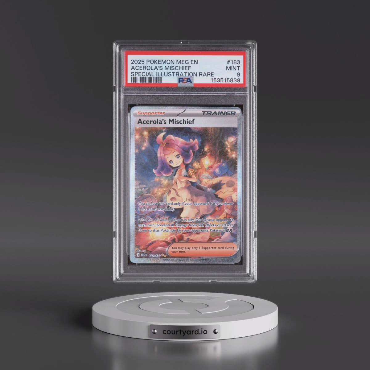 2025 Pokémon Meg EN-Mega Evolution #183 Acerola's Mischief - Special Illustration Rare (PSA 9 MINT)