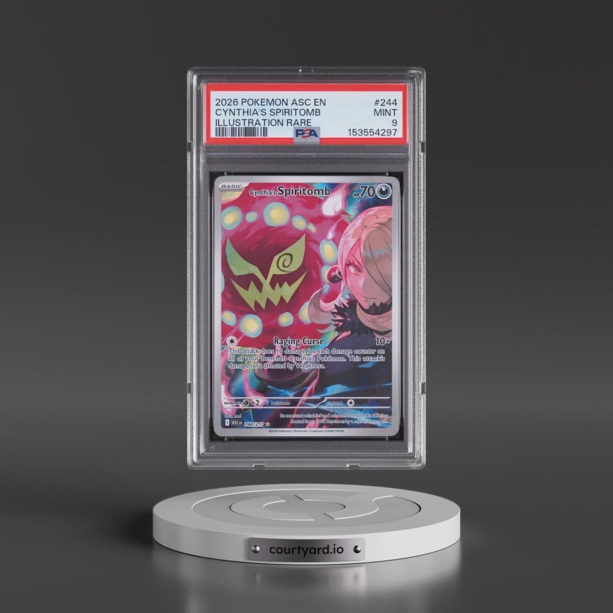 2026 Pokémon Asc EN-Ascended Heroes #244 Cynthia's Spiritomb - Illustration Rare (PSA 9 MINT)