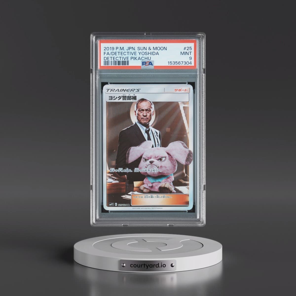 2019 Pokémon Sun & Moon Detective Pikachu #25 Detective Yoshida - Full Art (PSA 9 MINT)