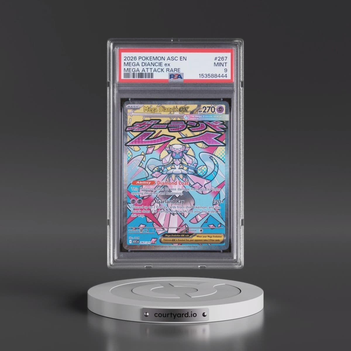 2026 Pokémon Asc EN-Ascended Heroes #267 Mega Diancie EX - Holo Mega Attack Rare (PSA 9 MINT)