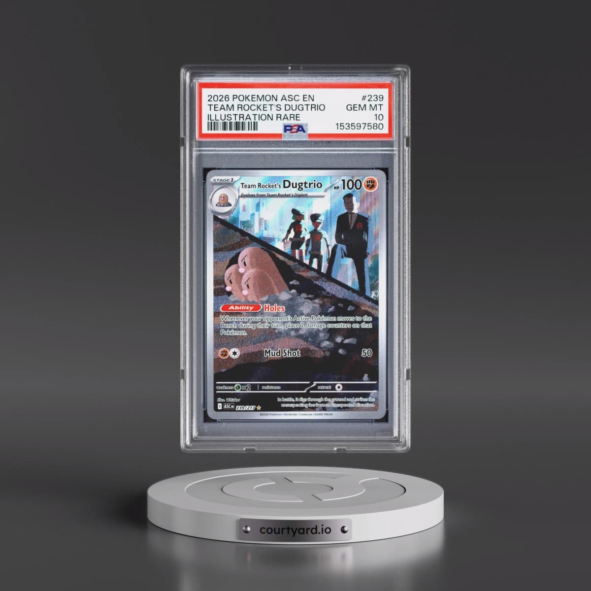 2026 Pokémon Asc EN-Ascended Heroes #239 Team Rocket's Dugtrio - Illustration Rare (PSA 10 GEM MINT)