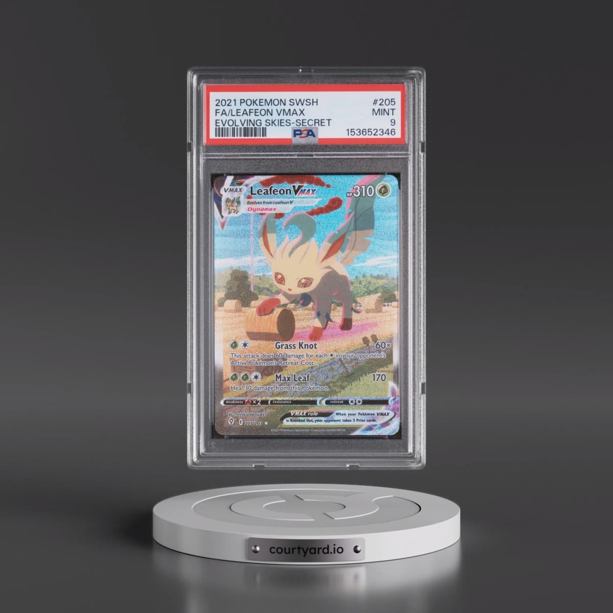2021 Pokémon Sword & Shield Evolving Skies #205 Leafeon Vmax - Full Art Secret (PSA 9 MINT)