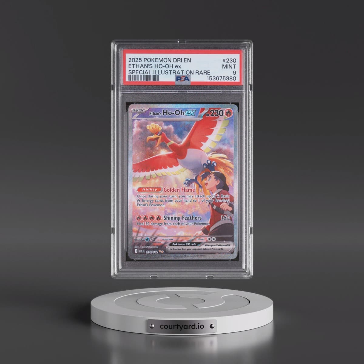 2025 Pokémon Dri EN-Destined Rivals #230 Ethan's HO-Oh EX - Holo Special Illustration Rare (PSA 9 MINT)