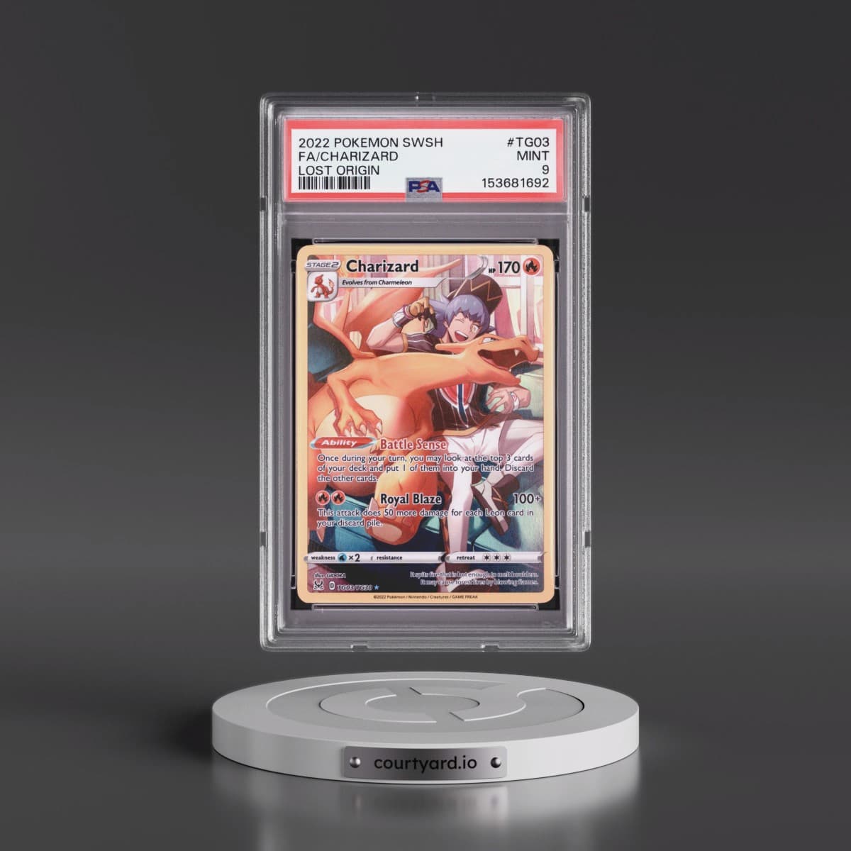 2022 Pokémon Sword & Shield Lost Origin #TG03 Charizard - Full Art (PSA 9 MINT)