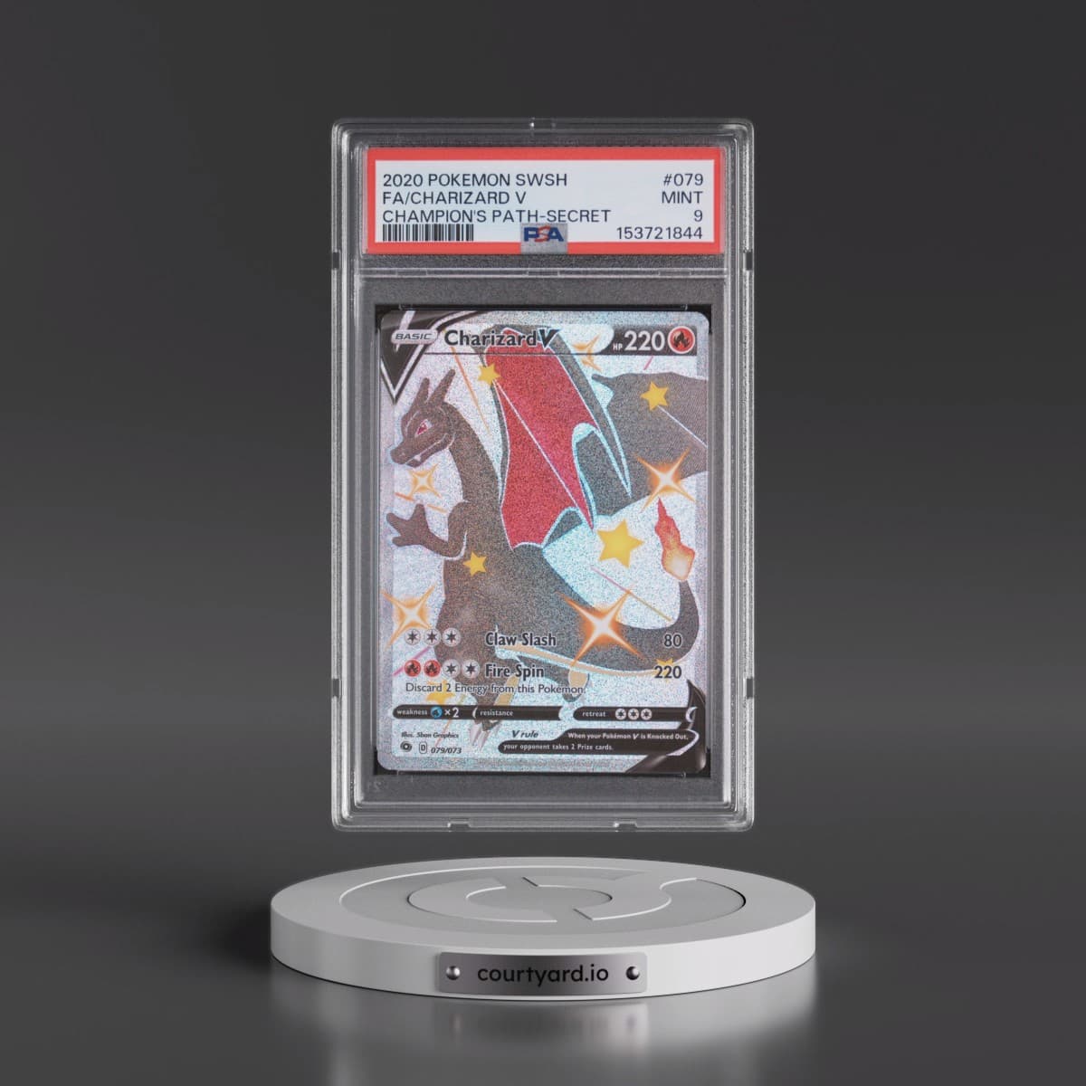 2020 Pokémon Sword & Shield Champion's Path #079 Charizard V - Holo Full Art Secret (PSA 9 MINT)