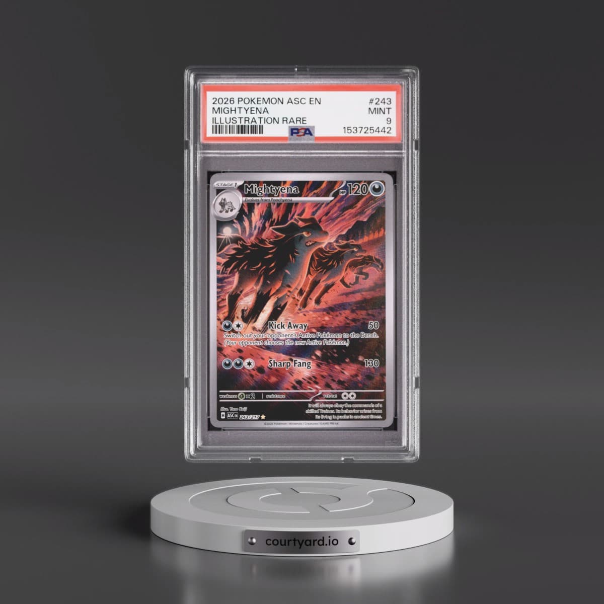 2026 Pokémon Asc EN-Ascended Heroes #243 Mightyena - Illustration Rare (PSA 9 MINT)
