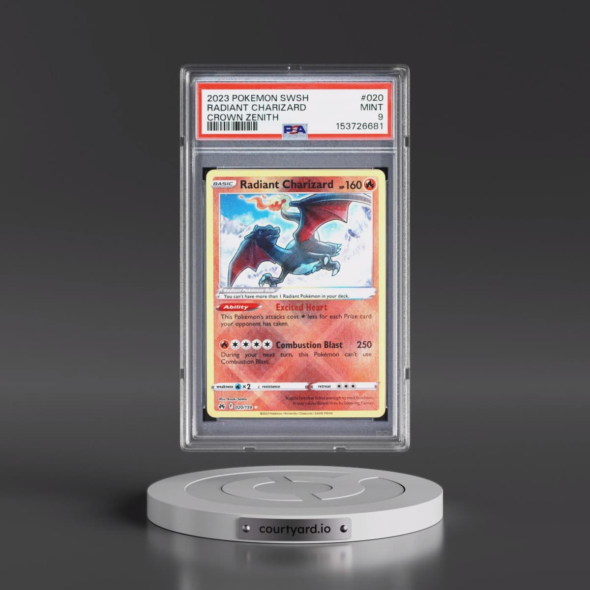 2023 Pokémon Sword and Shield Crown Zenith #020 Radiant Charizard - Holo (PSA 9 MINT)