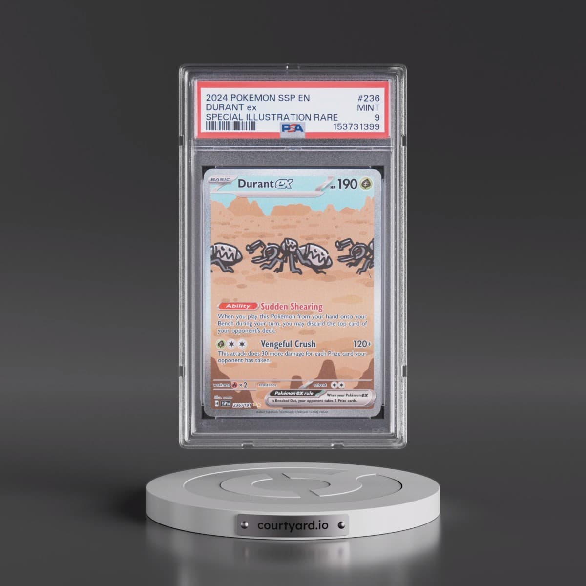 2024 Pokémon Ssp EN-Surging Sparks #236 Durant EX - Holo Special Illustration Rare (PSA 9 MINT)