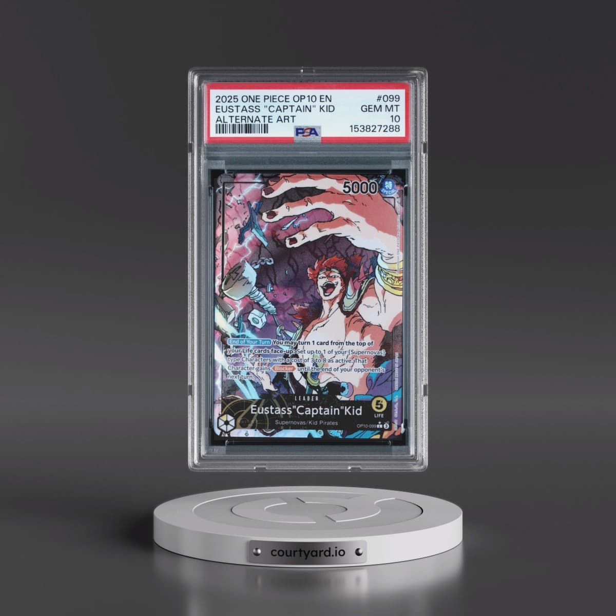 2025 One Piece OP10-Royal Blood #099 Eustass "Captain" Kid - Alternate Art (PSA 10 GEM MINT)