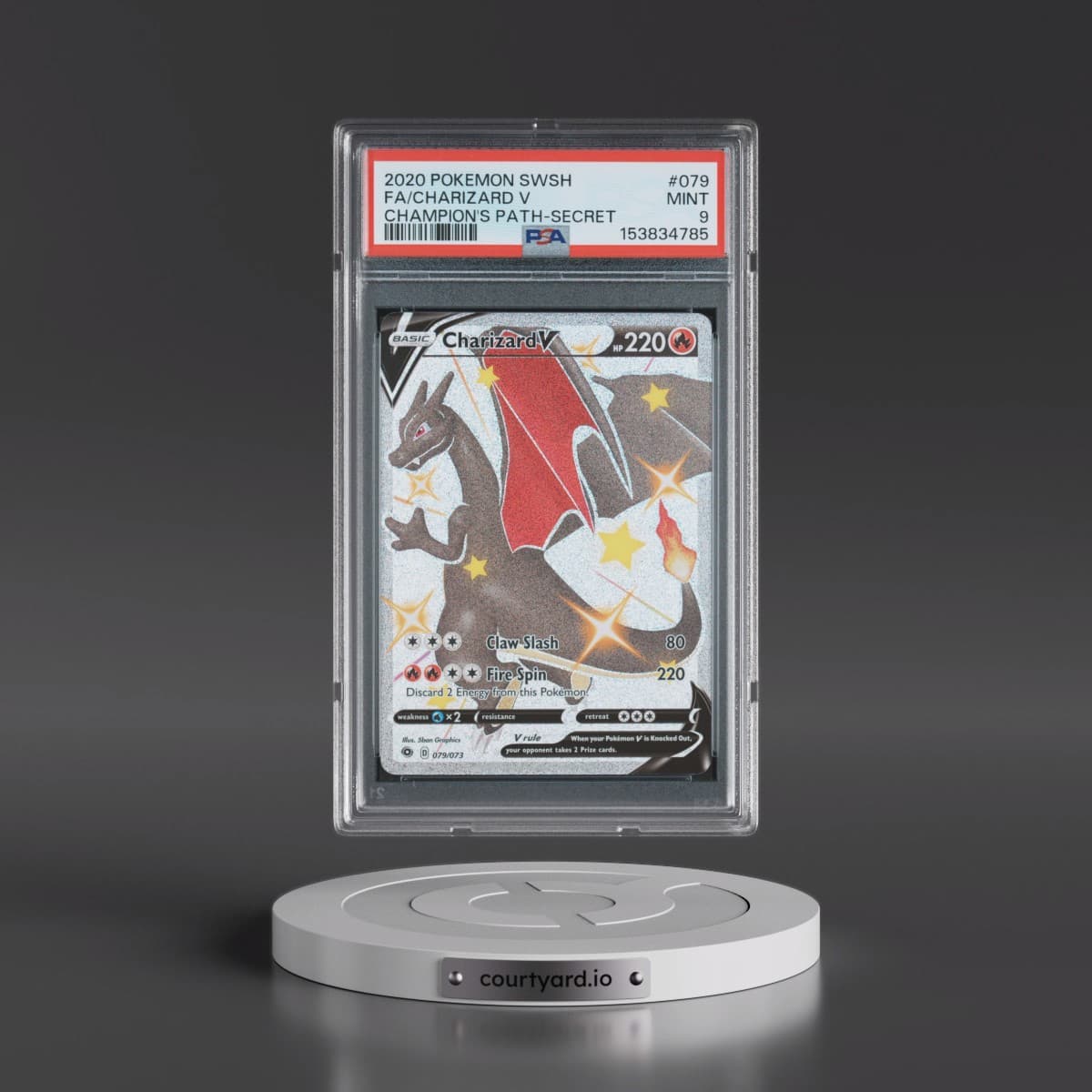 2020 Pokémon Sword & Shield Champion's Path #079 Charizard V - Holo Full Art Secret (PSA 9 MINT)