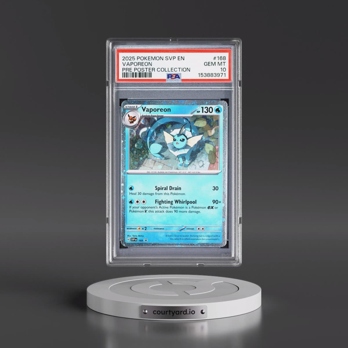 2025 Pokémon Svp EN-SV Black Star Promo #168 Vaporeon - Prismatic Evolutions Poster Collection (PSA 10 GEM MINT)