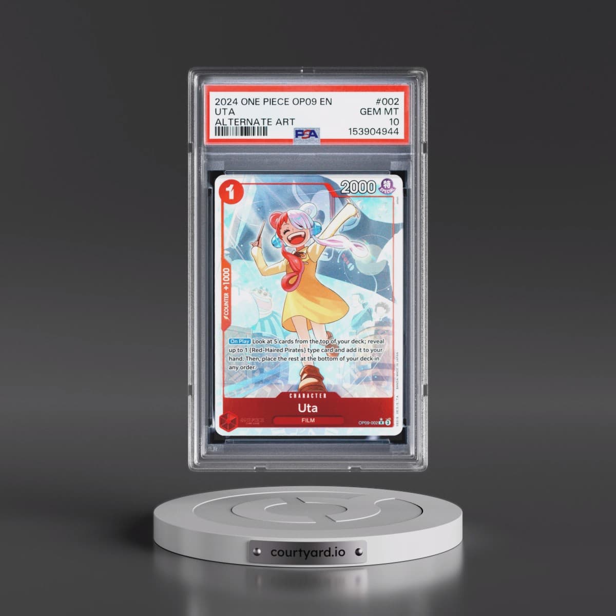 2024 One Piece OP09-Emperors in the New World #002 Uta - Alternate Art (PSA 10 GEM MINT)