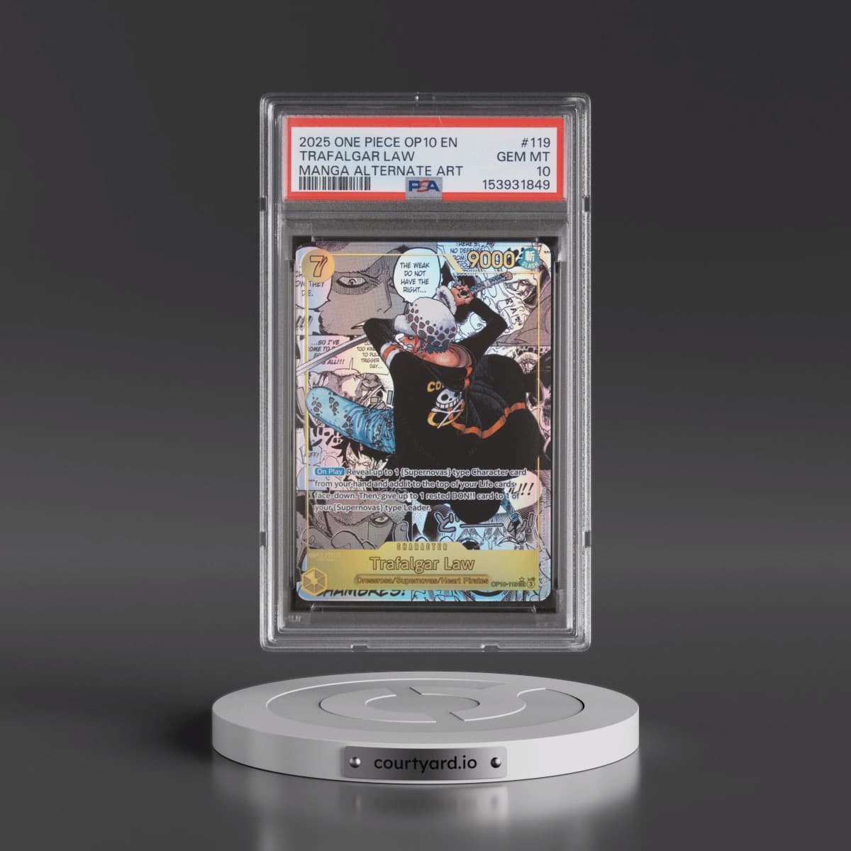 2025 One Piece OP10-Royal Blood #119 Trafalgar Law - Manga Alternate Art (PSA 10 GEM MINT)