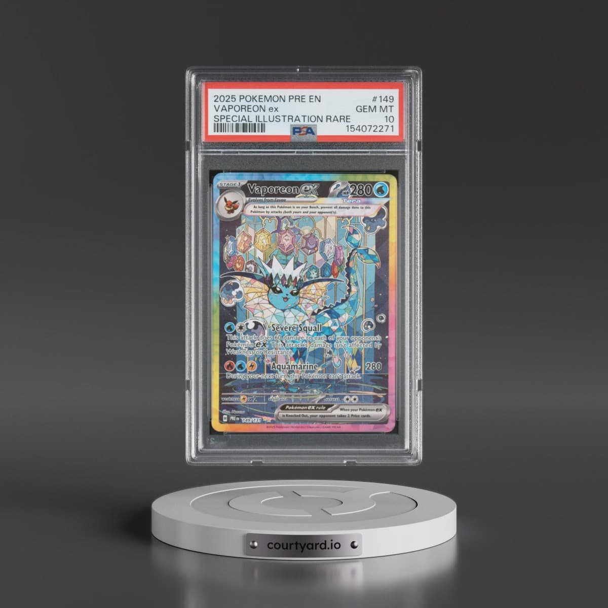 2025 Pokémon Pre EN-Prismatic Evolutions #149 Vaporeon EX - Holo Special Illustration Rare (PSA 10 GEM MINT)