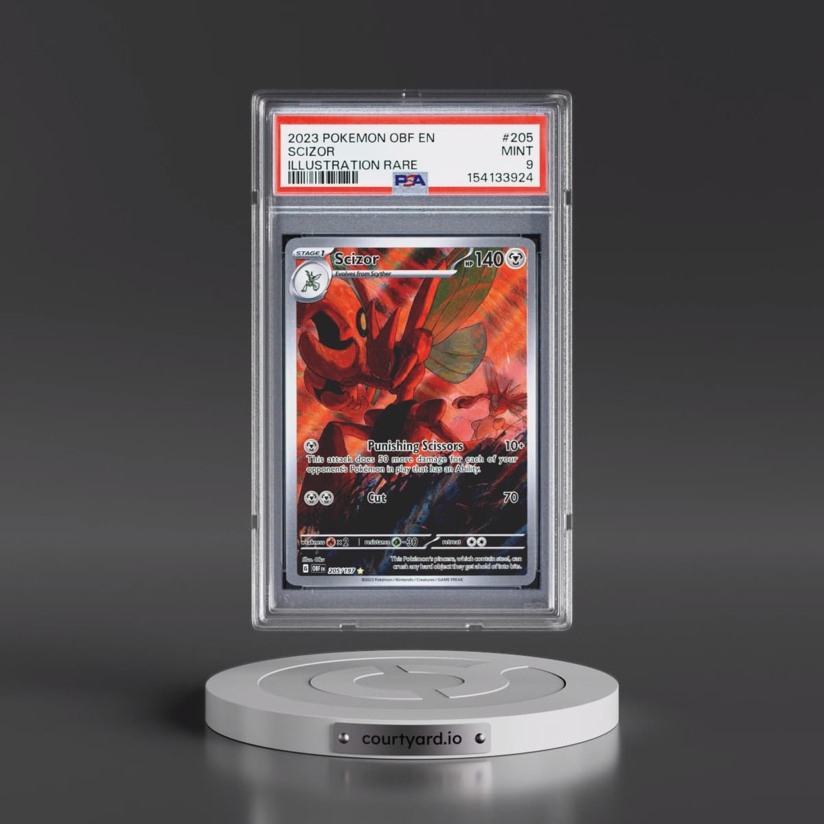 2023 Pokémon Obf EN-Obsidian Flames #205 Scizor - Illustration Rare (PSA 9 MINT)