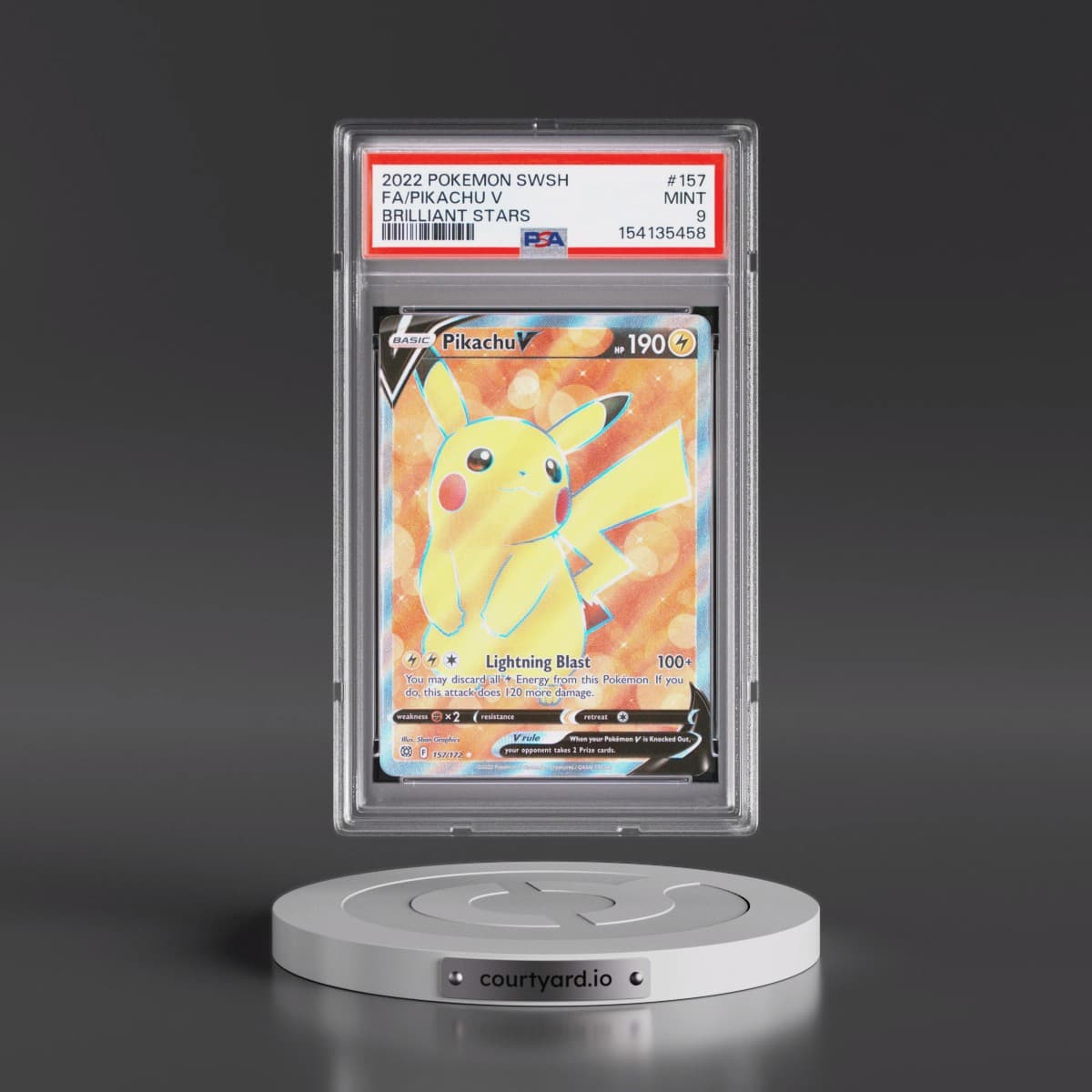 2022 Pokémon Sword & Shield Brilliant Stars #157 Pikachu V - Holo Full Art (PSA 9 MINT)