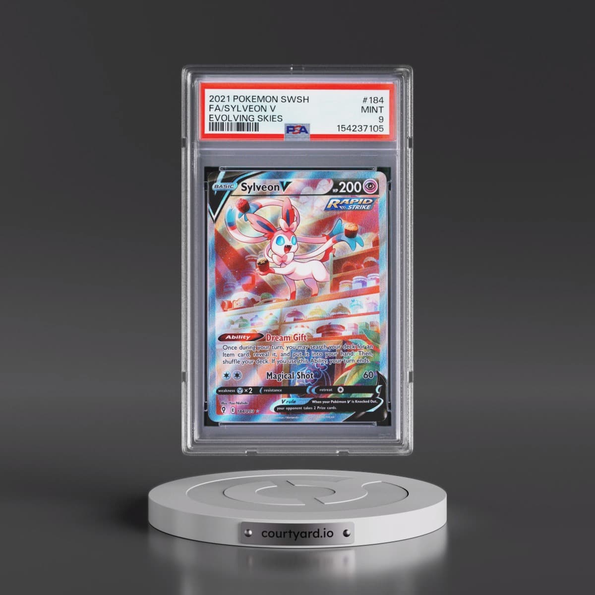 2021 Pokémon Sword & Shield Evolving Skies #184 Sylveon V - Holo Full Art (PSA 9 MINT)