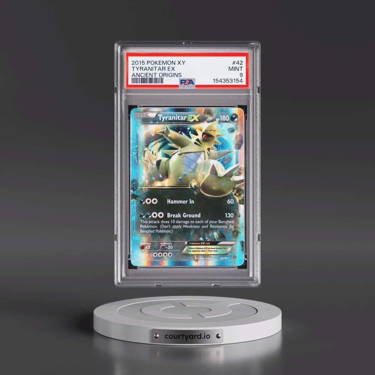2015 Pokémon XY Ancient Origins #42 Tyranitar EX - Holo (PSA 9 MINT)