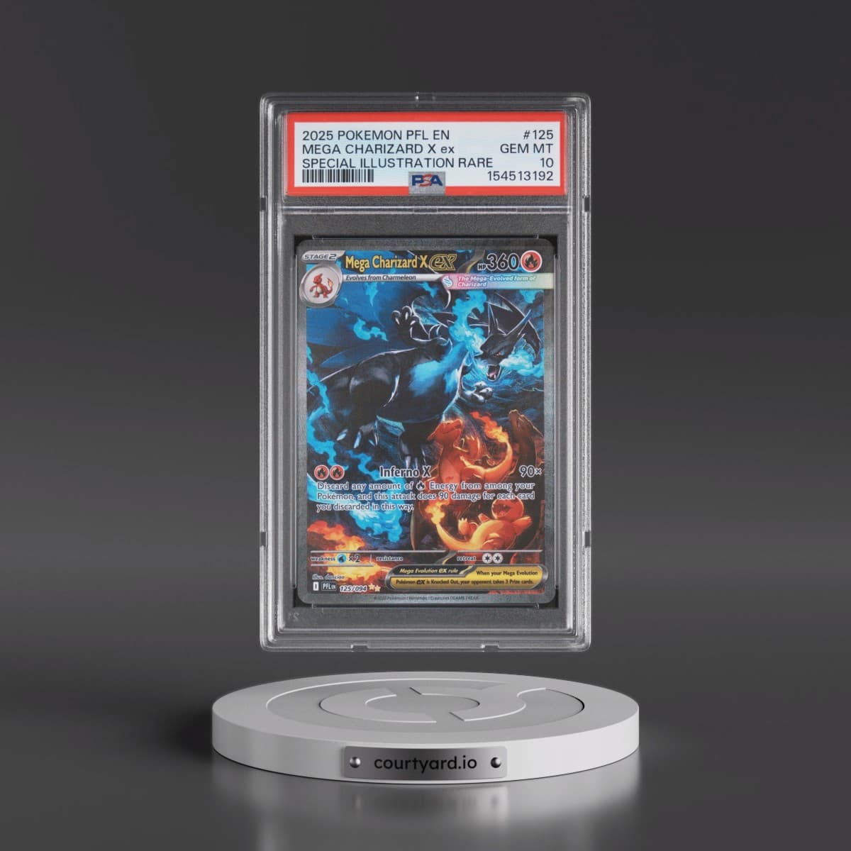 2025 Pokémon Pfl EN-Phantasmal Flames #125 Mega Charizard X EX - Holo Special Illustration Rare (PSA 10 GEM MINT)