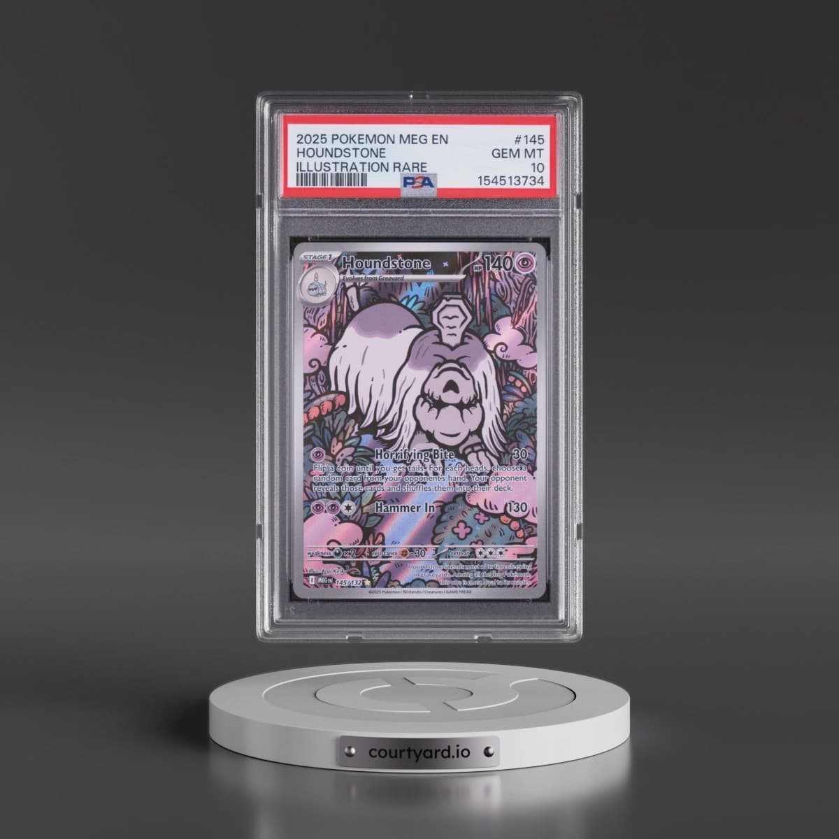 2025 Pokémon Meg EN-Mega Evolution #145 Houndstone - Illustration Rare (PSA 10 GEM MINT)