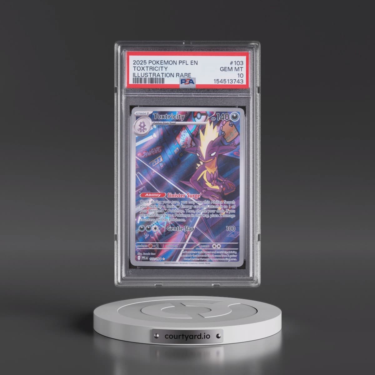 2025 Pokémon Pfl EN-Phantasmal Flames #103 Toxtricity - Illustration Rare (PSA 10 GEM MINT)