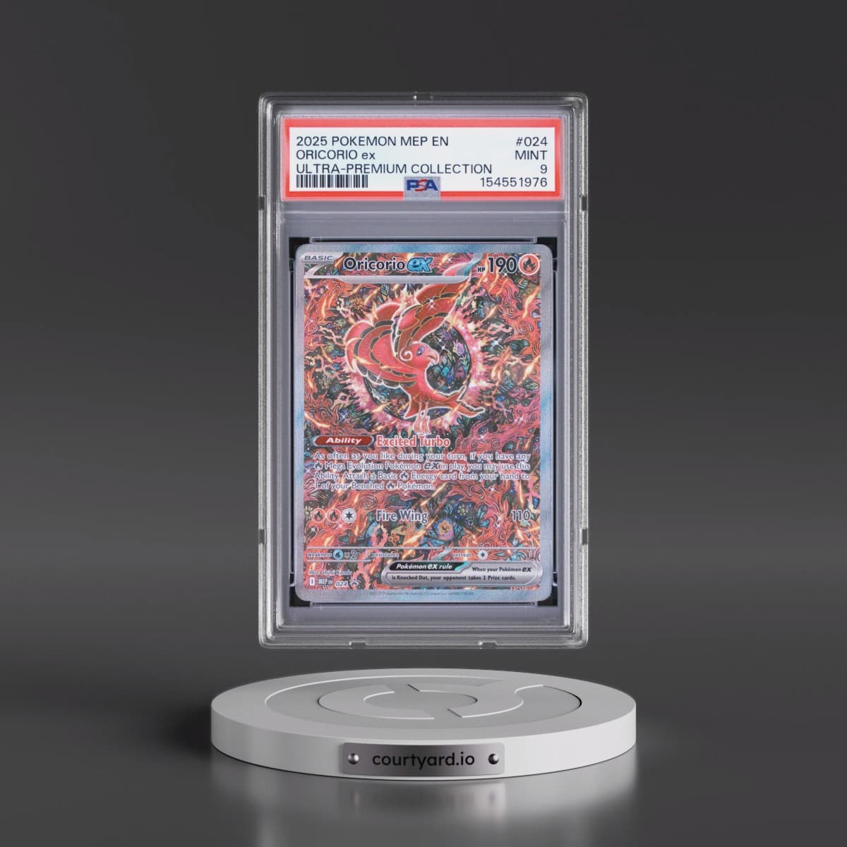 2025 Pokémon Mep EN-Me Black Star Promo #024 Oricorio EX - Holo Mega Charizard X EX Ultra-Premium Collection (PSA 9 MINT)